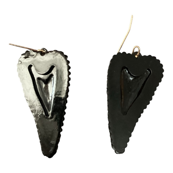 New Black Tone Base Pink Rhinestones Deco Heart Love Drop Dangle Hook Earrings - Picture 2 of 3